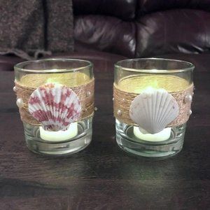 Two (2) Ocean-Inspired Candle Holders 🐚